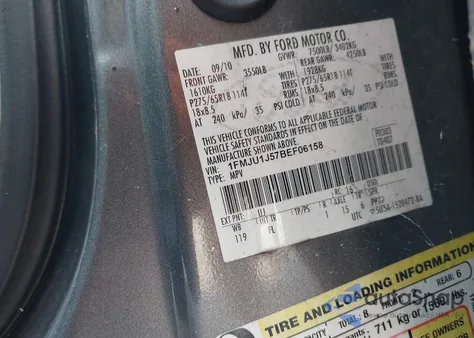 2011 Ford Expedition Xlt from USA, damaged, VIN 1FMJU1J57BEF06158